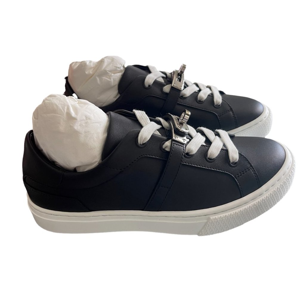 HERMES DAY SNEAKERS WMNS HOMME VEAU 36.5 US 6 NOIR BLACK KELLY